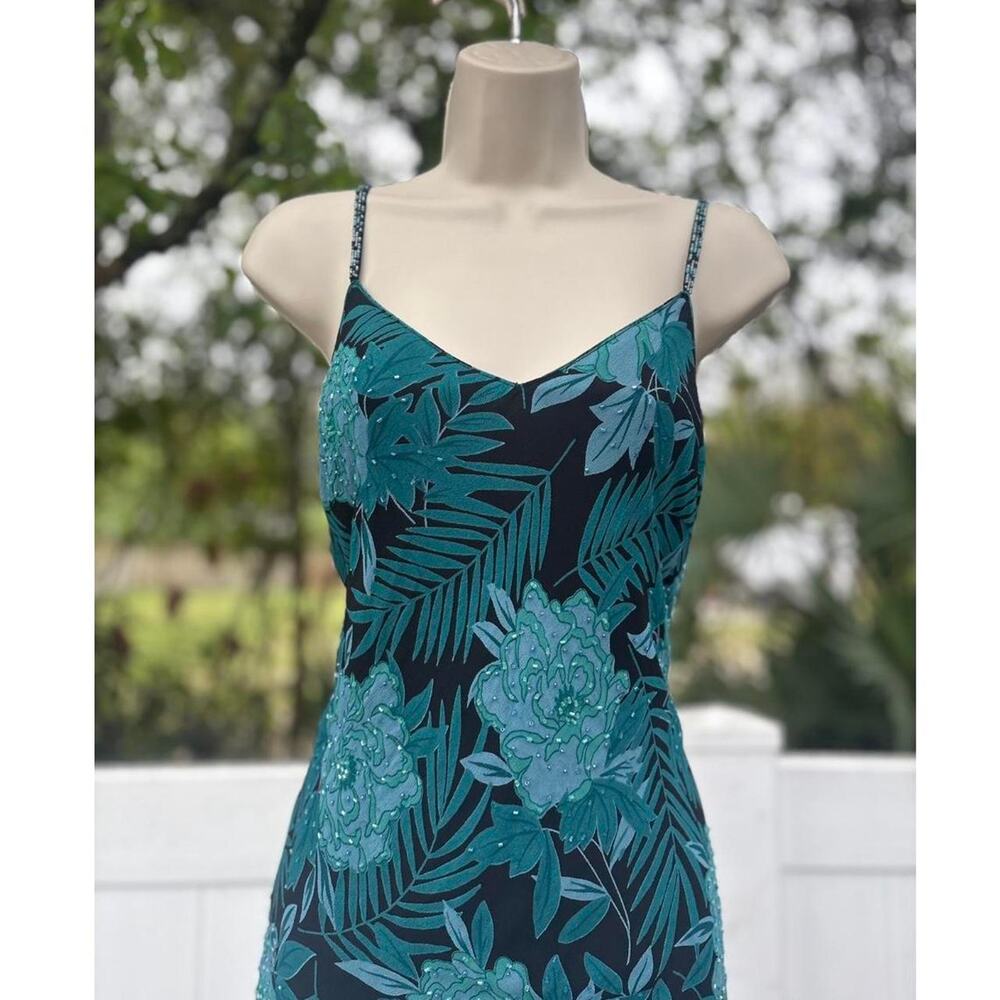 Eva Blue Beaded Fishtail Dress